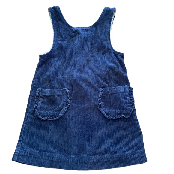Mini Boden Dress SZ 5-6 Blue Jumper Pinafore Corduroy Pockets Whimsical Classic - Picture 1 of 5